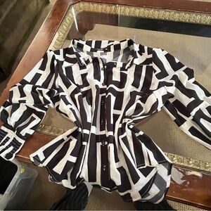 SHEIN Monochrome Abstract Button Down Shirt